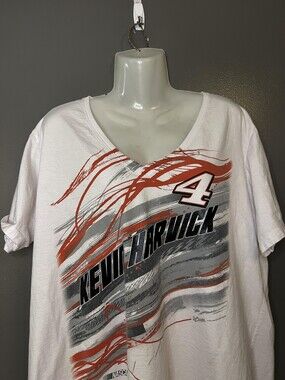 Kevin Harvick Shirt Womens 2XL White NASCAR Racing Chase V Neck Graphic Tee